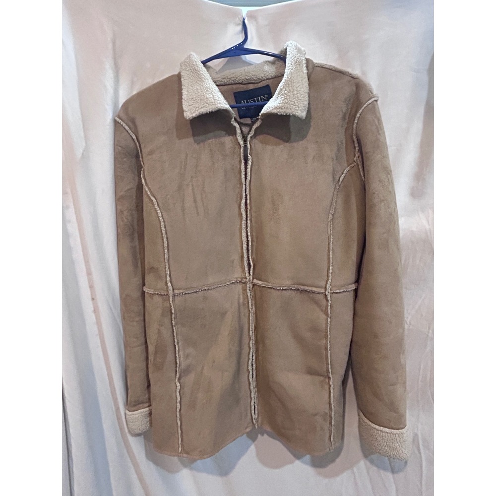 Austin Clothing Co Womens Tan Suede Sherpa Lined Zip‎ Up Jacket Size L